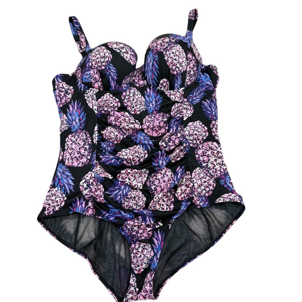 Torrid Womens Pineapple Lilac Purple Print One-Piece Swimsuit 3S